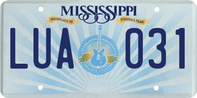 MS license plate LUA031