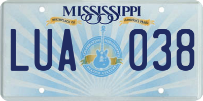 MS license plate LUA038