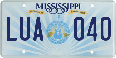 MS license plate LUA040