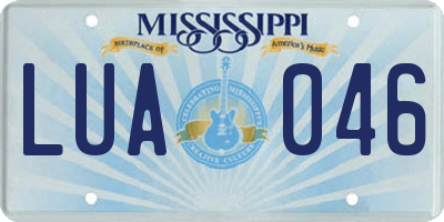 MS license plate LUA046