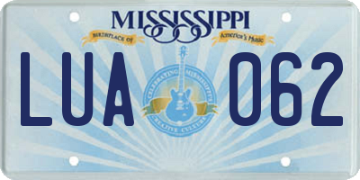 MS license plate LUA062