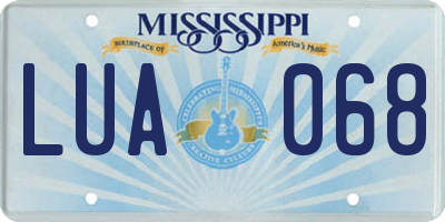 MS license plate LUA068