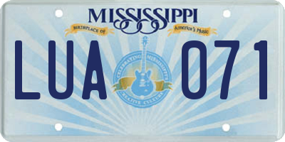 MS license plate LUA071