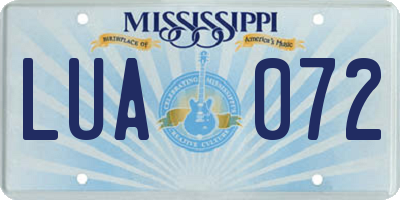 MS license plate LUA072