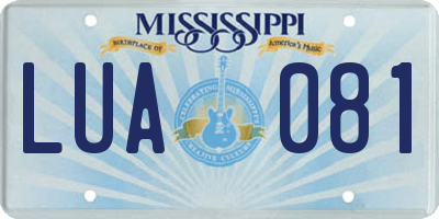 MS license plate LUA081