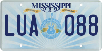 MS license plate LUA088