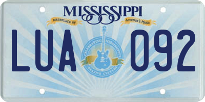 MS license plate LUA092