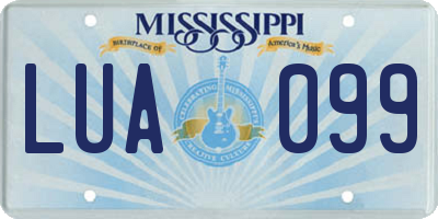 MS license plate LUA099