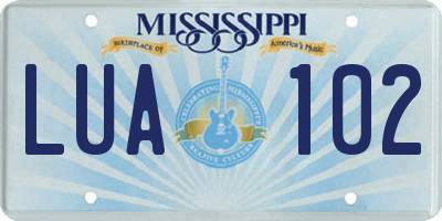 MS license plate LUA102