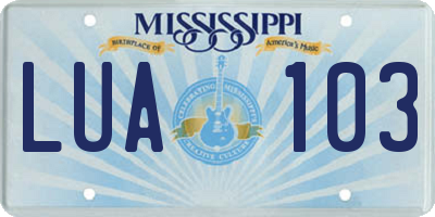 MS license plate LUA103