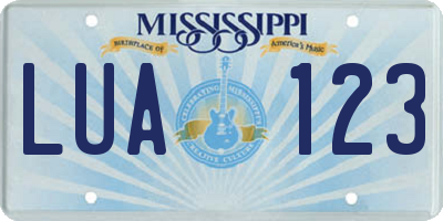 MS license plate LUA123