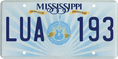 MS license plate LUA193