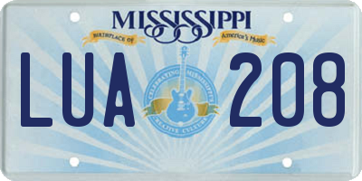 MS license plate LUA208