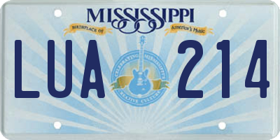 MS license plate LUA214