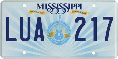 MS license plate LUA217