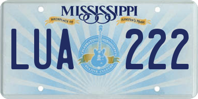 MS license plate LUA222