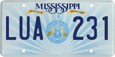 MS license plate LUA231