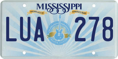 MS license plate LUA278