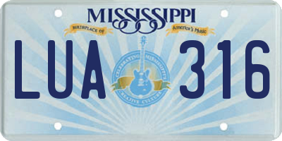 MS license plate LUA316