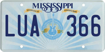 MS license plate LUA366