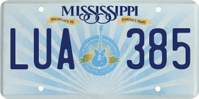 MS license plate LUA385