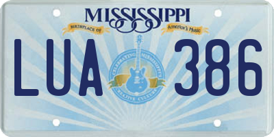MS license plate LUA386