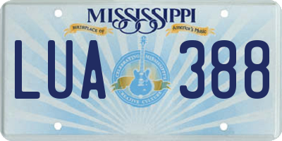 MS license plate LUA388