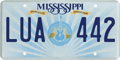 MS license plate LUA442