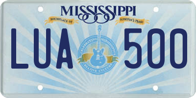 MS license plate LUA500