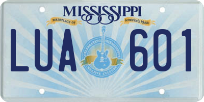 MS license plate LUA601