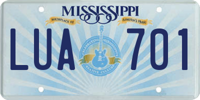 MS license plate LUA701