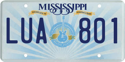 MS license plate LUA801
