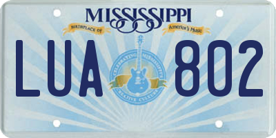 MS license plate LUA802