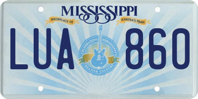 MS license plate LUA860