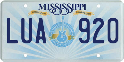 MS license plate LUA920