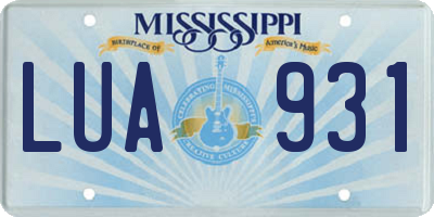 MS license plate LUA931