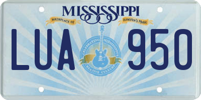 MS license plate LUA950