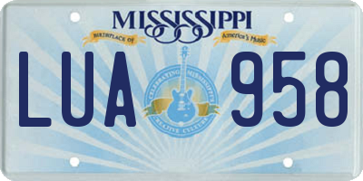 MS license plate LUA958