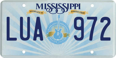 MS license plate LUA972