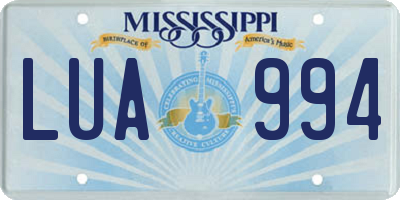 MS license plate LUA994