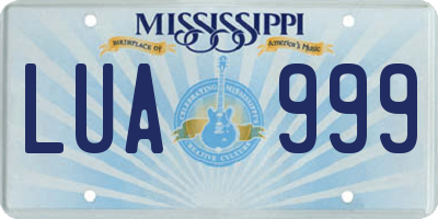 MS license plate LUA999