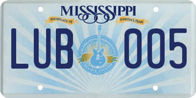 MS license plate LUB005