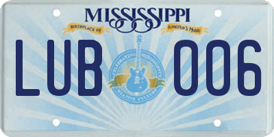 MS license plate LUB006