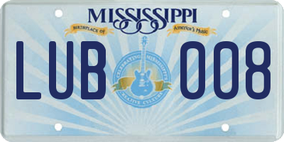 MS license plate LUB008