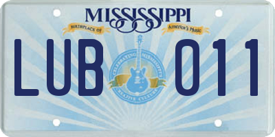 MS license plate LUB011