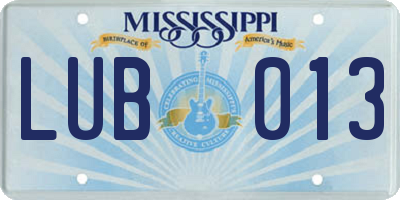 MS license plate LUB013
