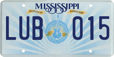 MS license plate LUB015