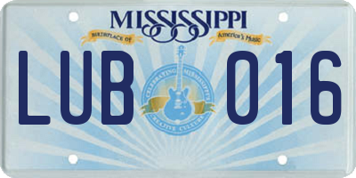 MS license plate LUB016