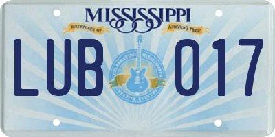 MS license plate LUB017