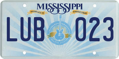 MS license plate LUB023